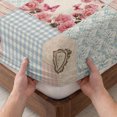 thumbnail image 3 of Queen Size Fitted Sheet Set - Vintage Patchwork 3 Piece Bedding Sets 16" Deep Pocket Fitted Sheet with 2 Pillowcases, Country Floral Farm Checkered Wooden Plank Brushed Microfiber Hotel Bed Sheets, 3 of 9