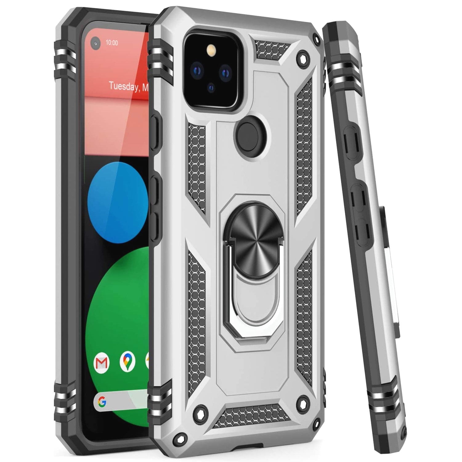 Armor Dual Layer 2 in 1 and Finger Ring Holder Kickstand Fit Magnetic Car Mount for Google Pixel 3 XL-Rose Gold DLseego Google Pixel 3 XL Case
