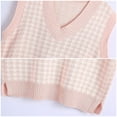 thumbnail image 2 of jinghuiyue Women Sweater Vest V Neck Knit Sleeveless Pullover Tank Oversized Houndstooth Pattern Preppy Fashion Uniform Waistcoat L, 2 of 4
