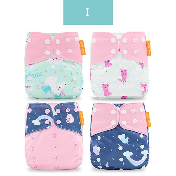 Happyflute 2023 4 unids/set pañal de tela lavable ecológico para bebé, pañal ecológico ajustable, pañal reutilizable de 0 a 2 años, 3 a 15 kg Deng Xun unisex