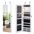 thumbnail image 4 of Gymax Wall Mounted Jewelry Cabinet with Full-Length Mirror and 3-Color LED Lights, White, 4 of 10