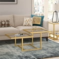 thumbnail image 2 of Henn&Hart Metal Two-Tier Glass Top Gold Coffee Table, 2 of 8