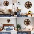 thumbnail image 2 of Wall Clock 10 Inch Vintage Western Stars Round Silent Decorative Wall Clocks Battery Operated for Living Room Bedroom Kitchen Classroom Decor, Brown Farmhouse Wood Texture,Small, 2 of 7