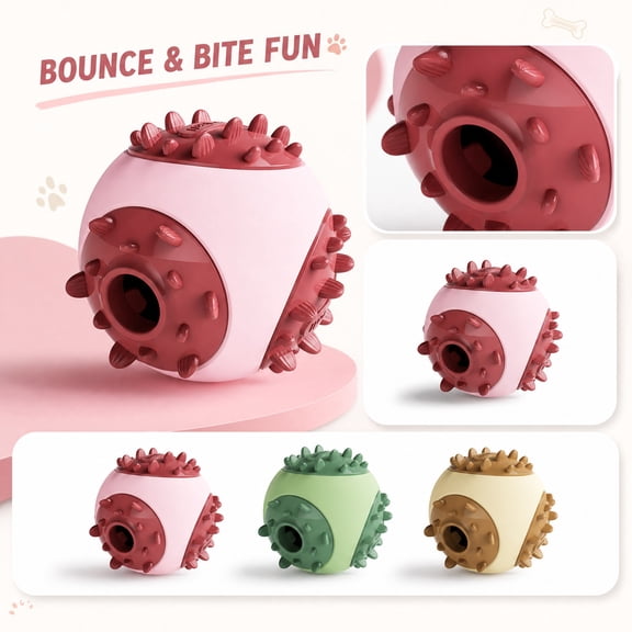 Kiddiway Indestructible Dog Toy Ball - Bouncy Treat Dispensing Ball for Self-Entertainment, Boredom Relief, Durable Natural Rubber, Dog Toys for Large Dogs, Outside Fetch Toy.,Brown