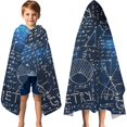 thumbnail image 3 of Math Equations Geometry Symbols Blue Pattern Hooded Bath Towel，60"x35" for Ages 3 To 12 Kids, Quick Dry Lightweight Soft Microfiber Hood Beach Towel Cover Up for Kids, 3 of 7