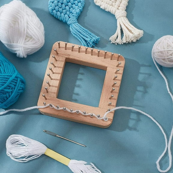 PAMINGONO Diy Beige Wooden Square Knitting For Hand Made Scarf And Hat Projects 1Pack