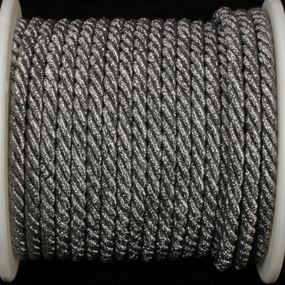 The Ribbon People Pewter Gray Metalized Braided Cording Craft Ribbon 0.25" x 27 Yards
