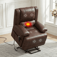 thumbnail image 3 of Poshby Dual Motor Lift Recliner Chair with Massage, Heat, Faux Leather For Living Room, Brown, 3 of 9
