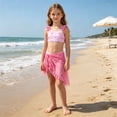 thumbnail image 2 of CAIVO Tween Girls 3 Piece Swimwear Sets Beach Square Neck Sleeveless Ruffle Tankini Top And Shorts With Cover Up Skirt Bow Print Kids Comfortable Bathing Suit, 2 of 8