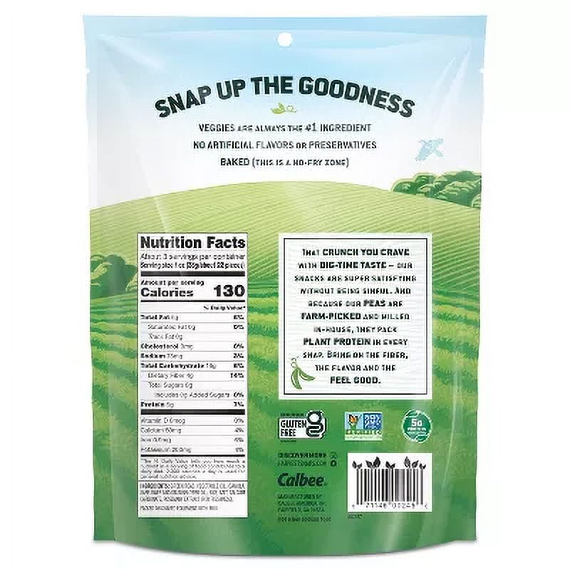 Harvest Snaps Green Pea Snack Crisps Lightly Salted 3.3oz (Pack of 6)