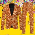 thumbnail image 2 of FYEGRE Men's Carnival Suits Mens Carnival 3D Digital Printed Light Business Suit Set Contemporary Jacket and Trousers Ensemble for Modern Orange XXL, 2 of 5