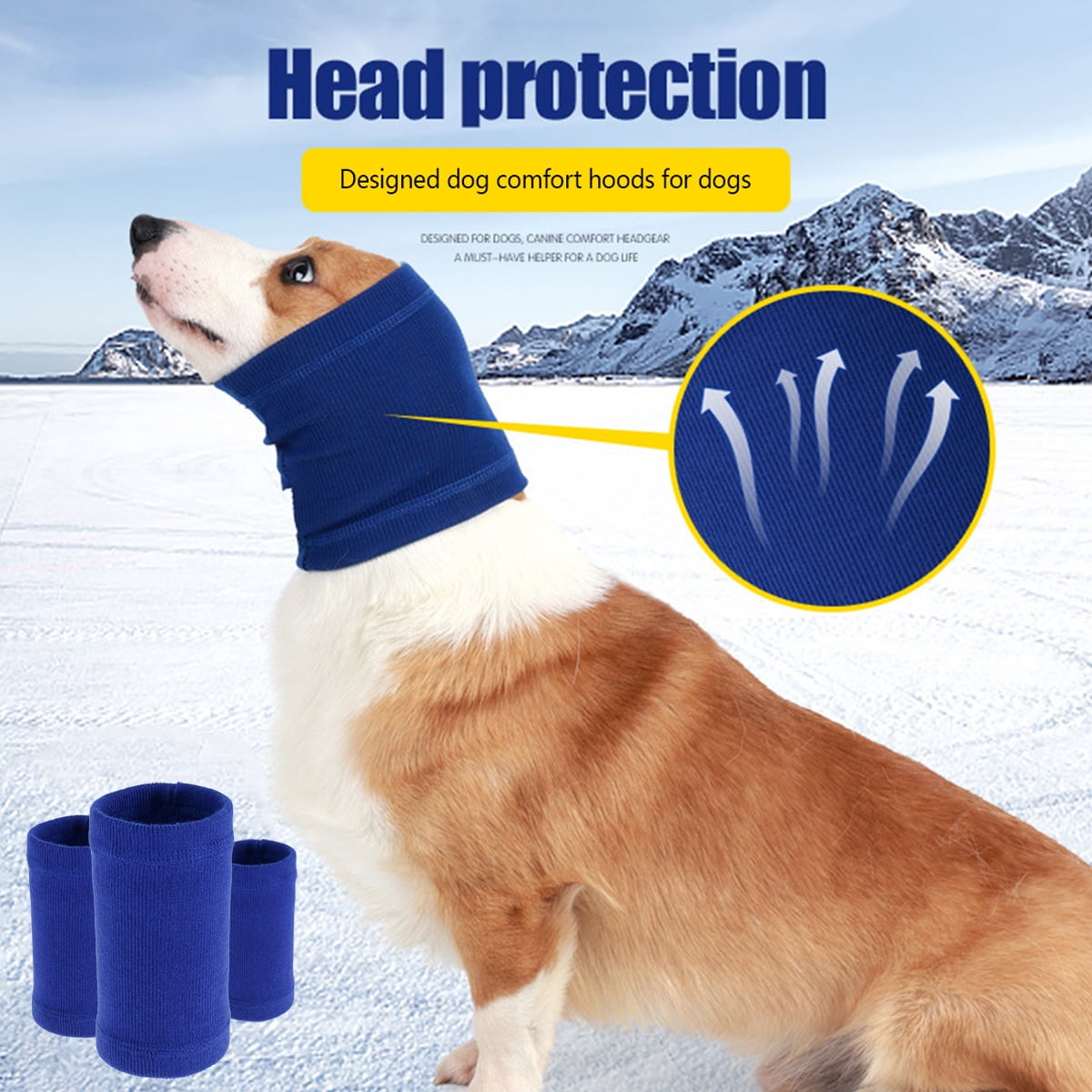 Akin Pet Hoodz for Dogs High Elasticity Dog Snood Dog Neck and Ears Warmer for Dog Calming Anti-Noise and Anti-Anxiety Comfortable Ear Muffs for Dog Ear Protection Large for 46-76cm