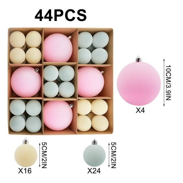 Juego de 44 Pcs Bolas de Navidad de Terciopelo | Adornos de plástico flocado para árbol de Navidad 5/10cm | Juego de bolas decorativas rojas para colgar árbol de Navidad, fiesta navideña, decoración