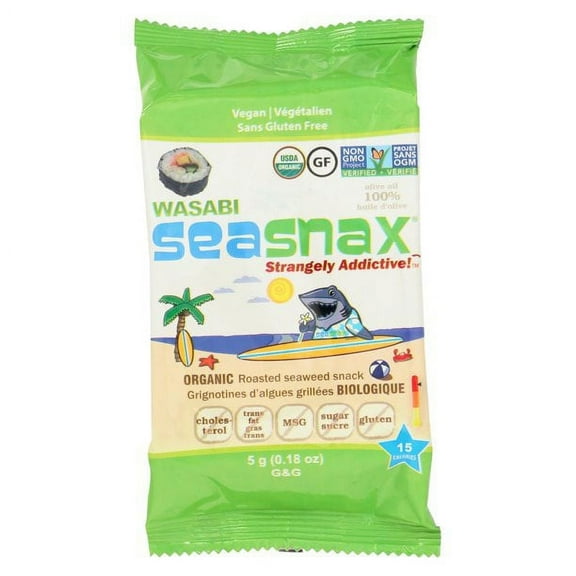 SeaSnax Grab & Go Seaweed Snacks Wasabi - 0.18 oz Pack of 4