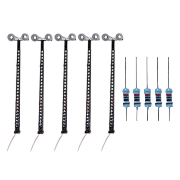 5 piezas 1/87 m de luces de ferrocarril con resistencia 3V para de construcción B Negro Luz cálida Zulema Tren Ferrocarriles Luces
