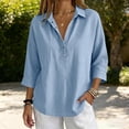thumbnail image 6 of Cotton Linen Tops for Women - 2026 Summer Gauze Shirts Button Down V Neck Half Sleeve Blouses Dressy Casual Clothes, 6 of 8