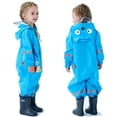 thumbnail image 6 of Bobifish LIttle Boys Girls One Piece Rain Suit Hooded Cartoon Patch Snap Front Reflective Strip Elastic Cuff Full Body Waterproof Boys Girls Rain Wear, 6 of 7