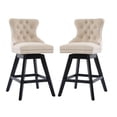 thumbnail image 5 of Tcbosik Modern Bar Stools Set of 2, Velvet Upholstered Swivel Bar Chair with Tufted Button Back & Wood Legs for Kitchen Island, Dining Room, Easy Assembly, Beige, 5 of 11