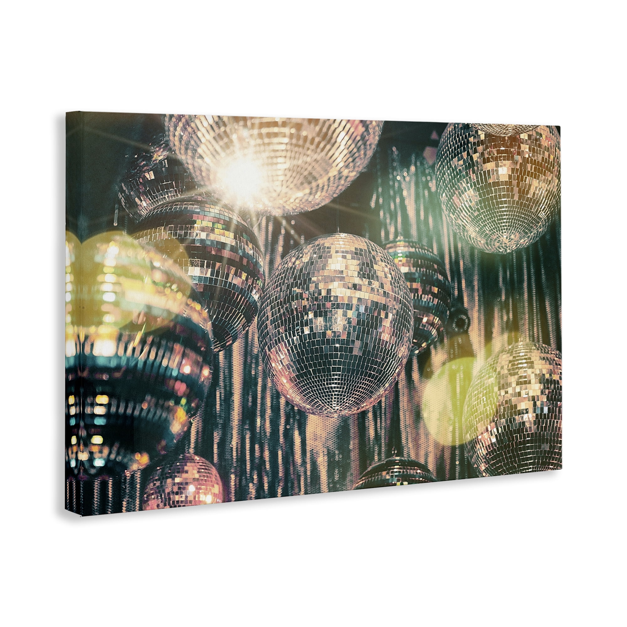 Stupell Industries Disco Balls with Bokeh Fashion Painting Wrapped Canvas Art Print Wall Art, 24 x 16