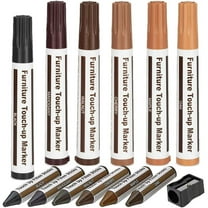 Furniture Markers Touch Up - Set of 13 Wood Furniture Repair Kit - Wood Markers Pen and Wax Sticks Crayons with Sharpener for Stains, Scratches, Floors, Carpenters, Cover-Ups, Molding Repair