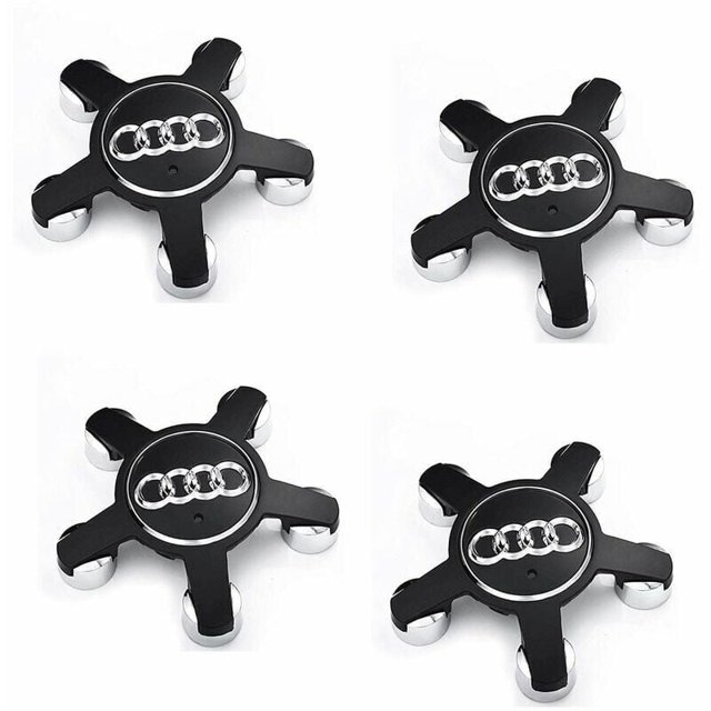 Juego de 4 tapacubos 4f0601165 N Emblema de rueda, para tapacubos de 135 mm para Audi (negro)