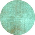 thumbnail image 1 of Ahgly Company Machine Washable Indoor Round Persian Turquoise Blue Traditional Area Rugs, 4' Round, 1 of 4