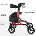 thumbnail image 2 of WalkMate Rollator Walker for Seniors with Cup Holder, Upgraded Thumb Press Button for Height Adjustment, 8" Wheels Folding Lightweight Walking Aid with Seat Padded Backrest, Red, 2 of 9