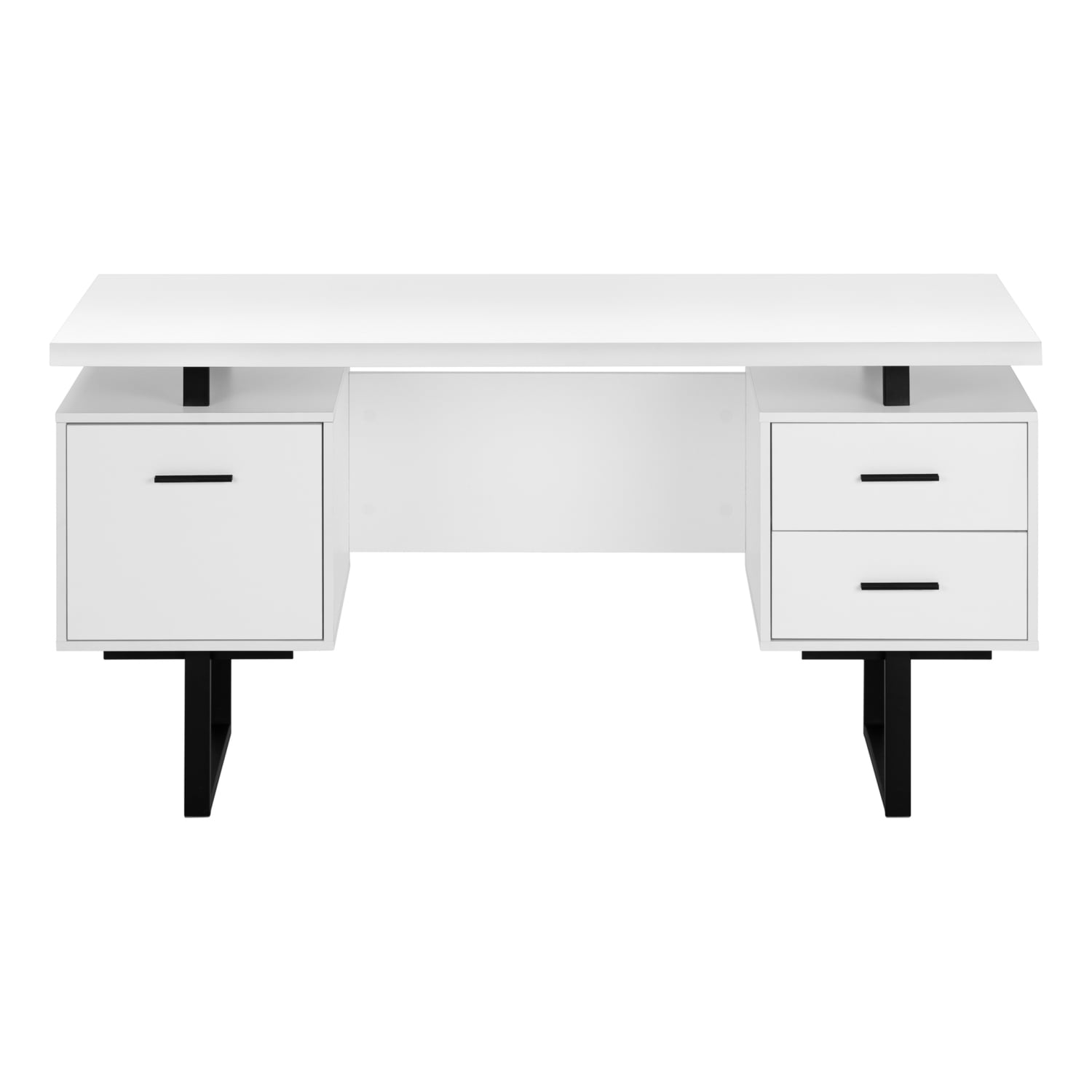 Monarch Specialties Computer Desk, Home Office, Laptop, Storage Drawers, 60"L, Work, White Laminate