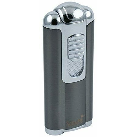 Butane Jet Flame Cigar - Torch Double Jet Flame Refillable Butane Cigar and Cigarette Lighter w/ Punch Cutter Tool