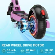 HOVERMAX Electric Scooter for Kids Ages 6-12, 150W Motor Max Speed 9.3 MPH, 5 Miles Range, Colorful LED Lights, Foldable kids electric scooter