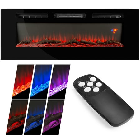 Best Choice Products 1500W 40in Electric Fireplace Heater Recessed and Wall Mounted w/ Remote, Logs, Crystal (Best Place To Order Kratom)
