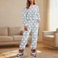 thumbnail image 2 of qelini Lightweight Pajamas for Women Heart Print Crewneck Long Sleeve Shirt and Pant with Pocket Pjs Set Soft Warm Sleepwear, 2 of 5