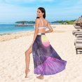 thumbnail image 6 of FORMRS Womens Long Sarong Beach Wrap Semi-Sheer Bikini Skirt Bathing Swimsuit Cover Up, Black Neon Road, 6 of 7