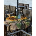 thumbnail image 2 of Fsddascl Sunflower Wooden Outdoor Tablecloth - 60 Inch Round Dining Table Cover, Summer Retro Botanical Floral Waterproof Outdoor Table Cloth with Umbrella Hole & Zipper for Picnic/Patio/Party, 2 of 7