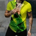 thumbnail image 2 of JINMGG Mens Tops under $5,Men Fashion Casual Buttons Printing Turndown Short Sleeve Shirt Blouse Green L, 2 of 6