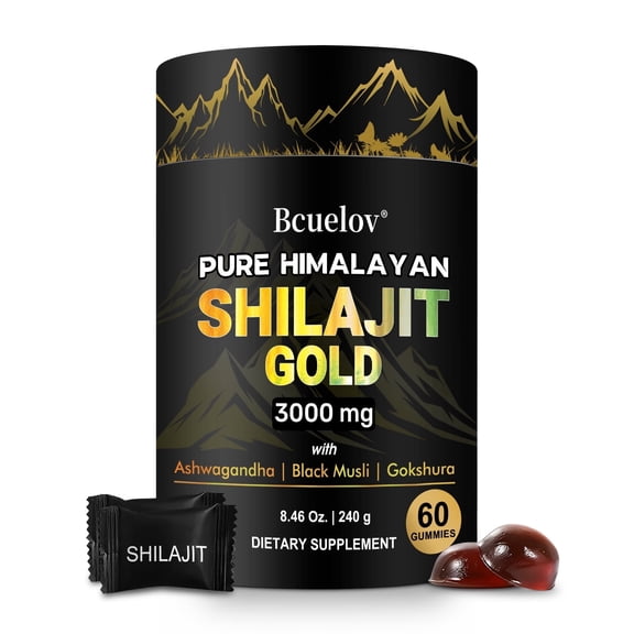 Bcuelov Himalayan Shilajit Gummies, with Ashwagandha, Black Musli and Gokshura, 60 Gummies