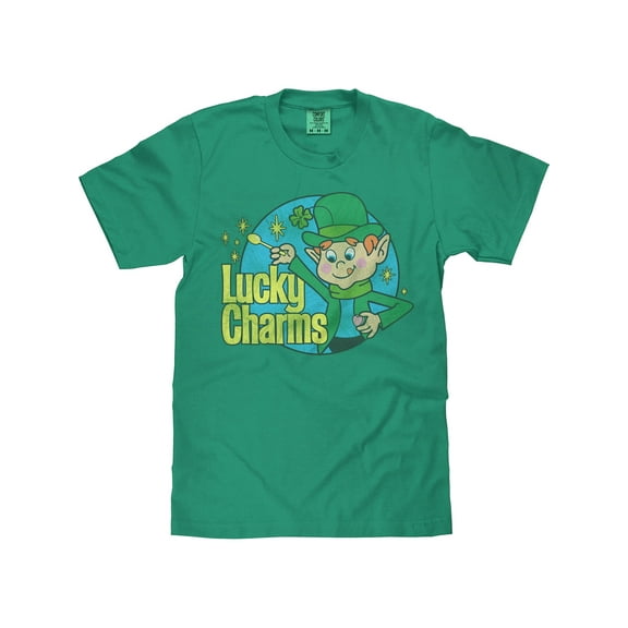 Tee Luv x Comfort Colors Men's Retro Lucky Charms Cereal Leprechaun Shirt (L)