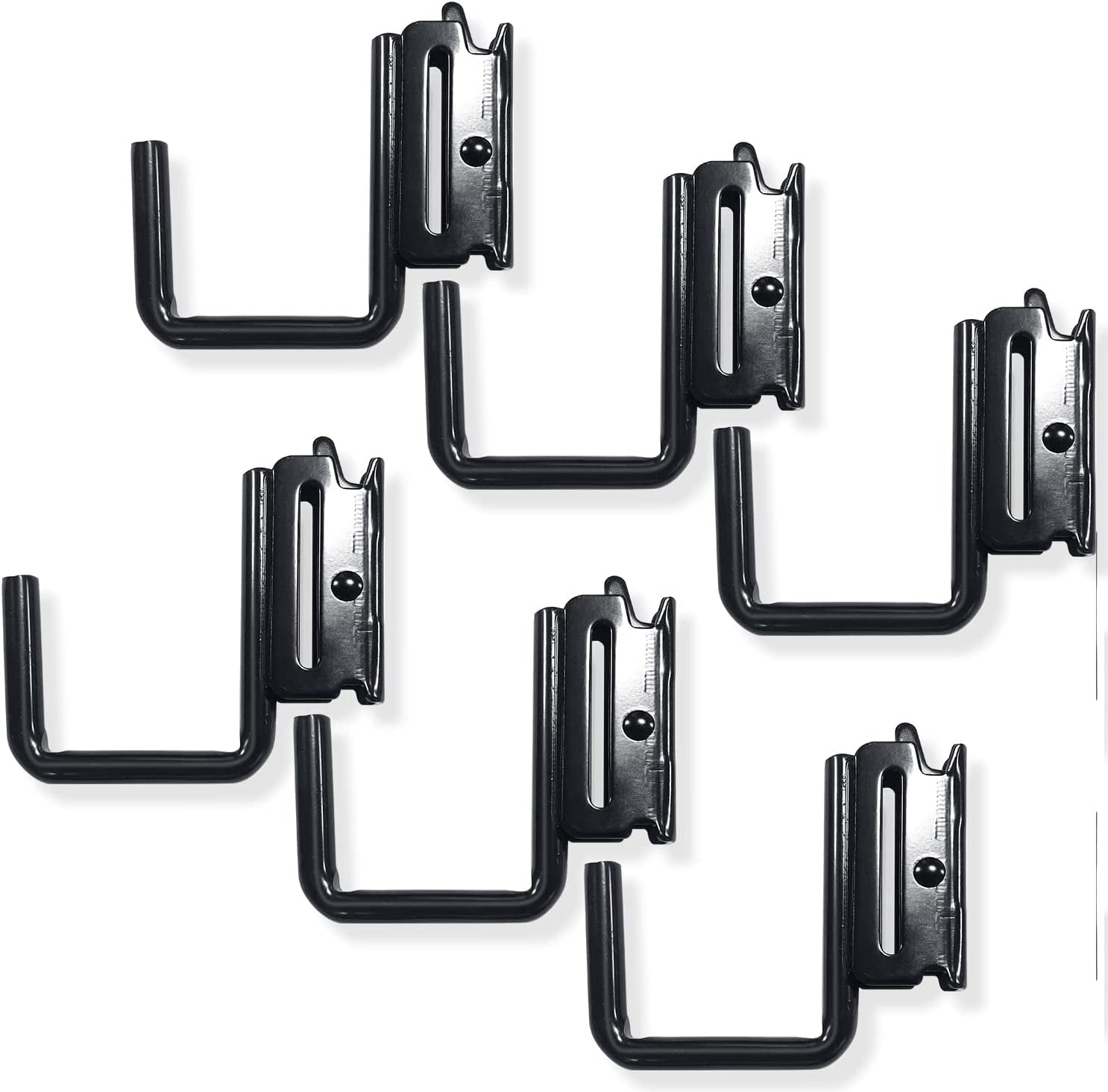 FEFEFW-6PCS E Track J Hooks Heavy Duty E Track X Track Steel Hanger, Spring Fitting E Track Accessories for Enclosed Trailer, Cargo Van,Semi-Trucks Trailer,Black