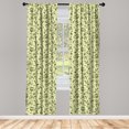 thumbnail image 2 of Ambesonne Botanical 4-Panel Curtains, Engraved Style Olive Leaf, 56"x63", Pastel Green Army Green, 2 of 4