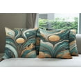 thumbnail image 3 of Ambesonne Teal Marble Print Throw Pillow Cover 4 Pack, Deep Waves Art, 18", Jade Green and Amber, 3 of 4