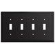 thumbnail image 1 of Placa decorativa de pared con borde moderno, cubierta de salida de placa de interruptor, aleación de zinc sólida duradera (Quad Toggle negro mate), 1 of 1