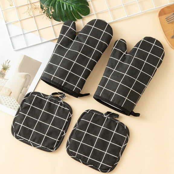 Tuvgenk 100%Polyester Cleaning Gloves Reusable Kitchen Adult Oven Gloves Durable Black Resistant Gloves