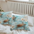 thumbnail image 5 of Coastal Sea Turtle Outdoor Pillow Covers Pack of 2 Beach Ocean White Floral Starfish Waterproof Throw Pillow Covers Decorative Cushion Cases for Patio Garden Tent Balcony Couch 26x26 inch, 5 of 8