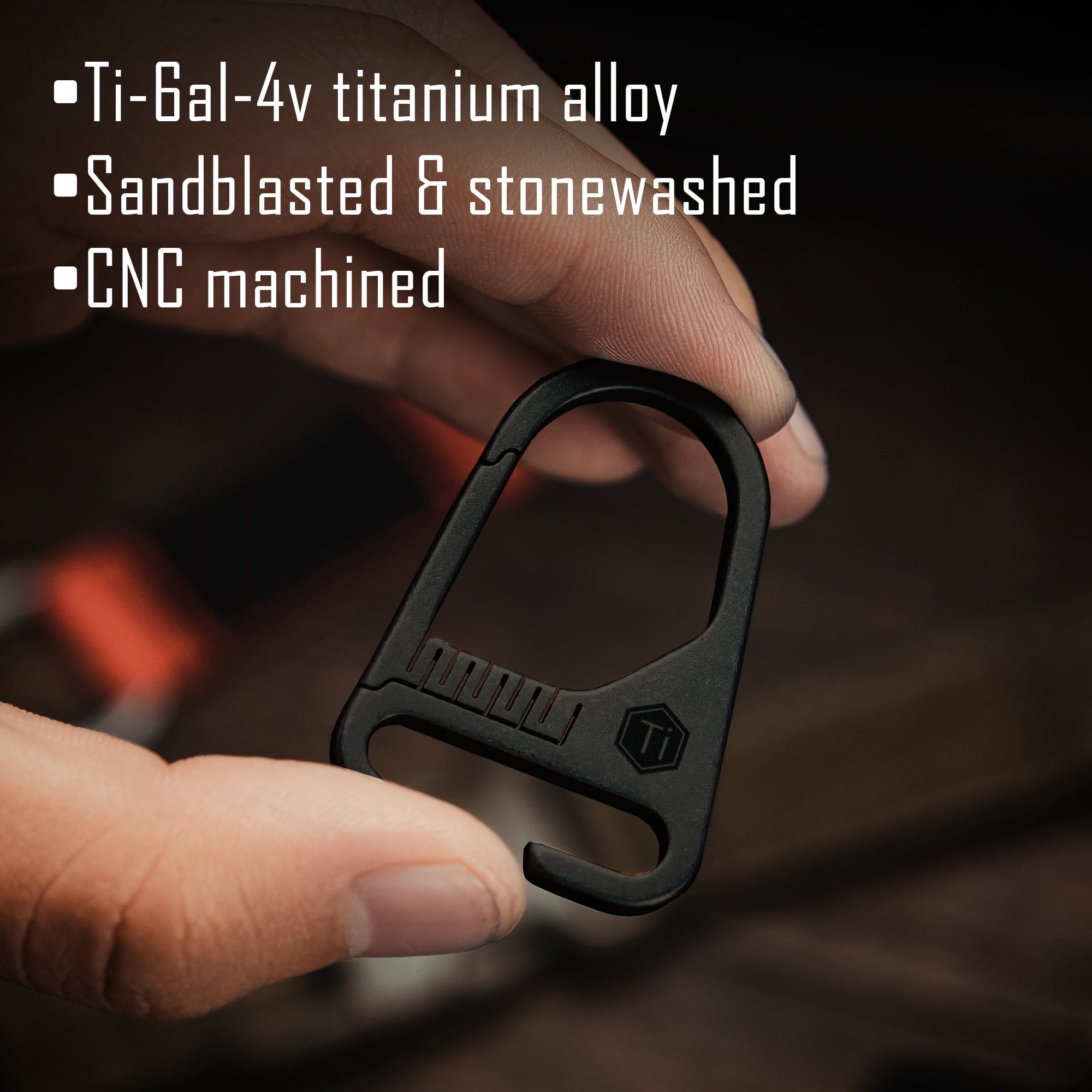 Sling Clip Hook, Key Unity Titanium Snap Clasp Carabiner for Keychain, Bag and Shoulder Strap, KB00 Black