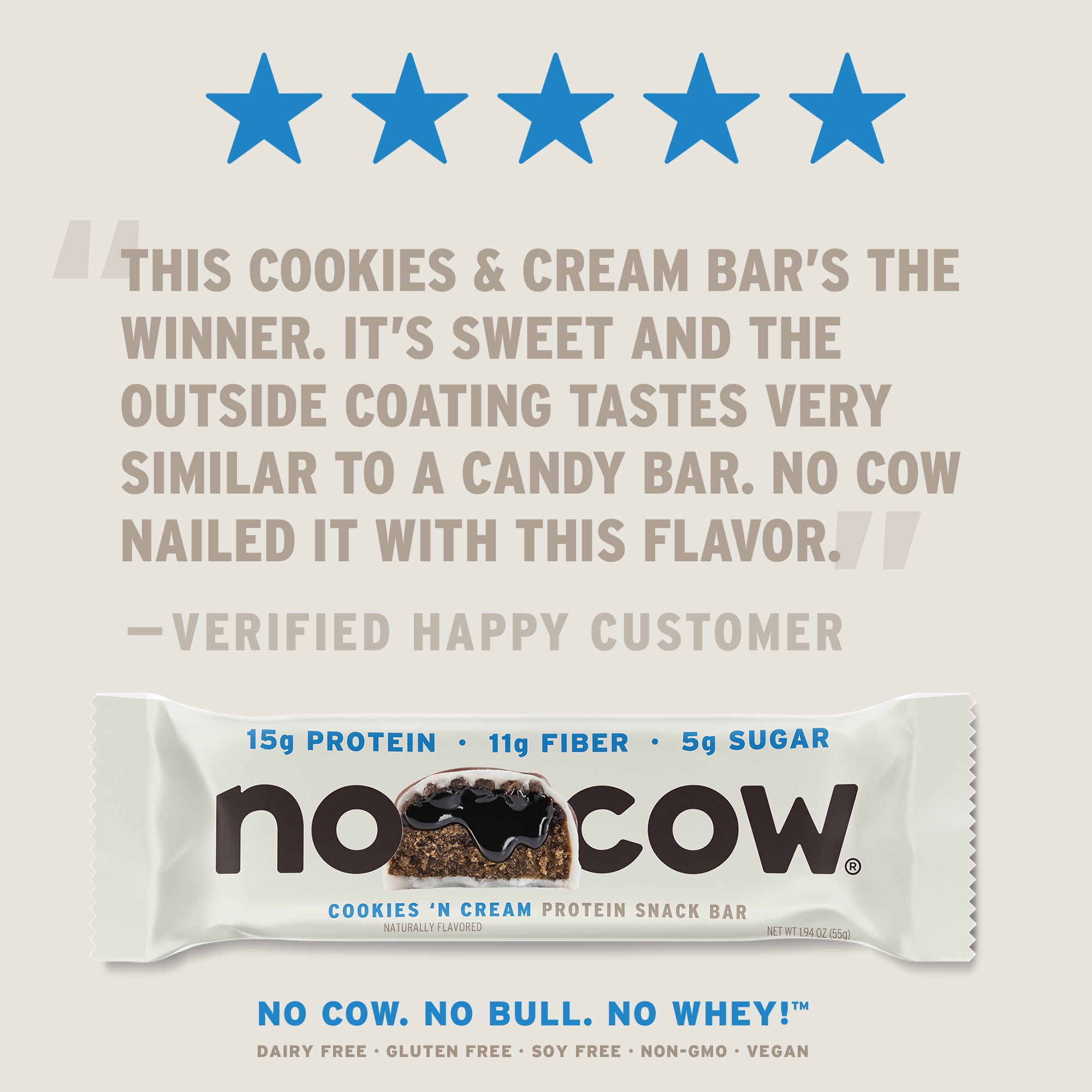 (3 pack) No Cow, Cookies 'N Cream Protein Snack Bars, 4 Count