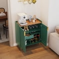 thumbnail image 3 of Modern Mini Bar Cabinet for Home - Coffee Station & Liquor Storage with Drawer, Green, 3 of 6