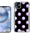 thumbnail image 1 of For Apple iPhone 12 Case, iPhone 12 Pro Case, Hybrid Bumper Phone case, with Tempered Glass Screen Protector, by OneToughShield ® - Polka Dot / Purple, 1 of 3