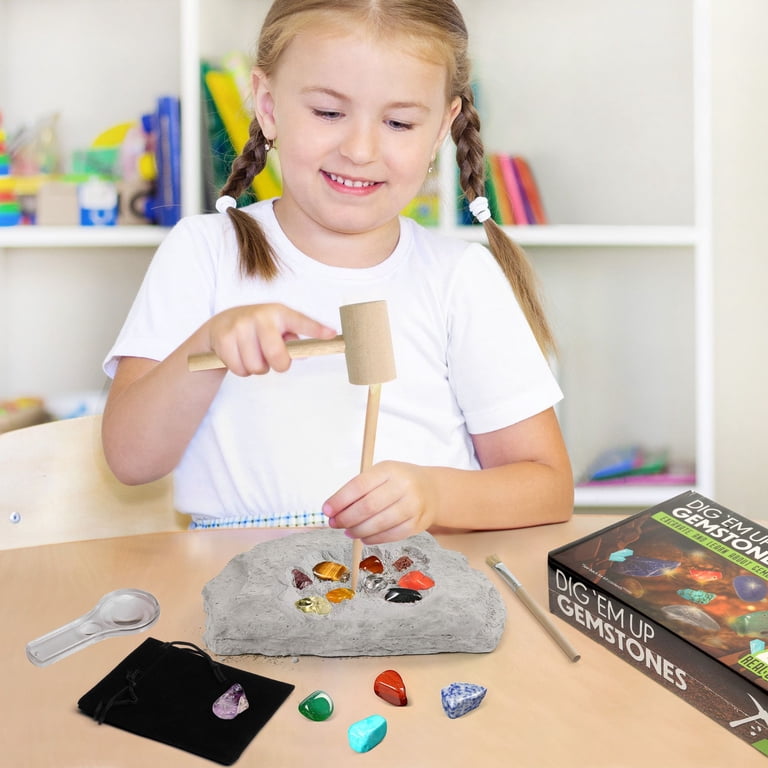 LotFancy Gemstone Dig Kit, 20 Gems, Science Kit for Kids 8+