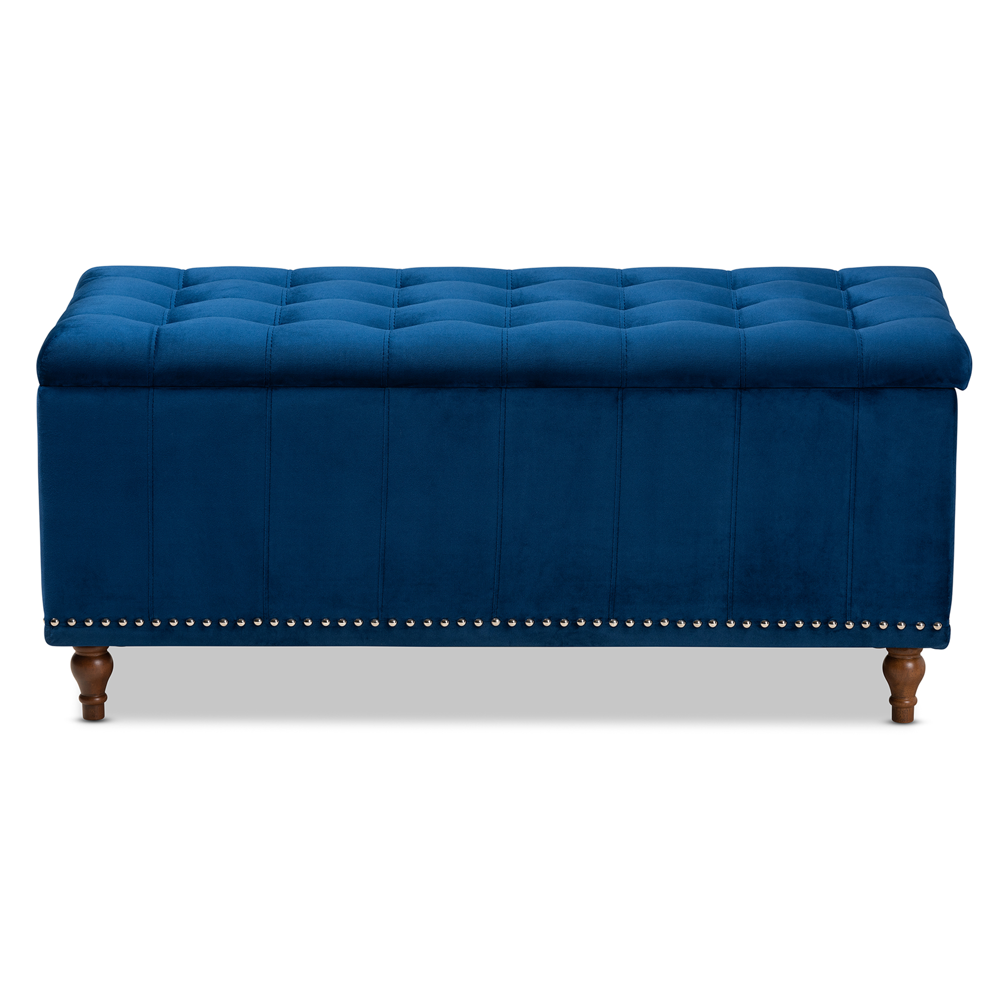 Baxton Studio Kaylee Modern and Contemporary Navy Blue Velvet Fabric Upholstered Button-Tufted Storage Ottoman Bench - image 4 of 11