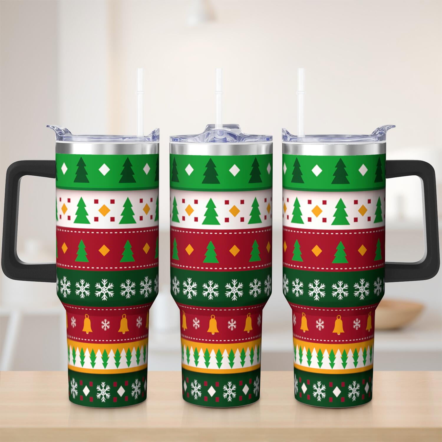 1pc 40 oz Christmas Tumbler with Lid and Straw Stainless steel Insulated tumblers Cute water bottle Travel/Gym coffee tumbler Gifts for Women/men